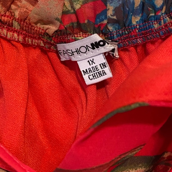 FLORAL LONG SLEEVE RED MAXI DRESS- 1XL - Picture 6 of 6